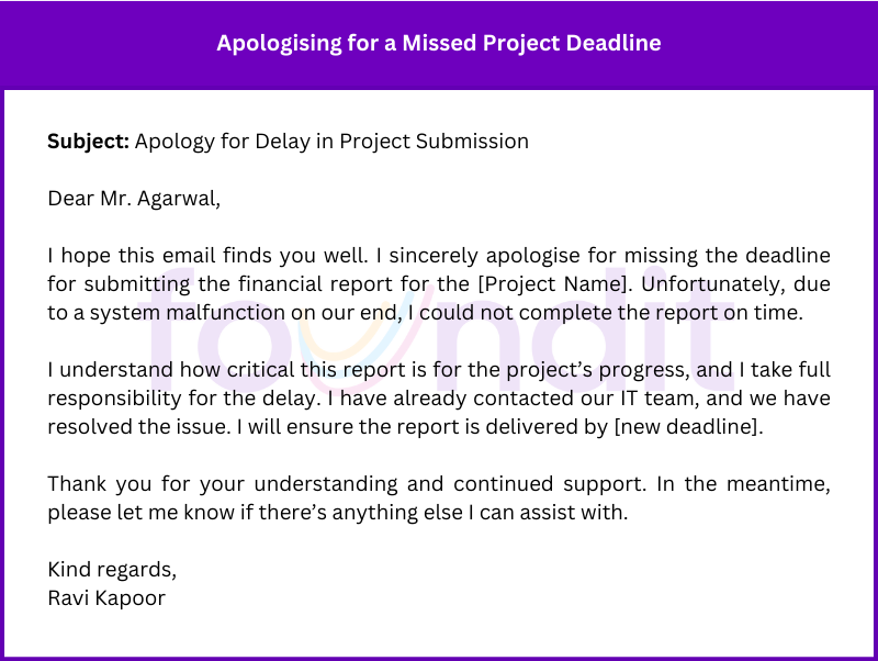 Apology email for Delay in Project Submission