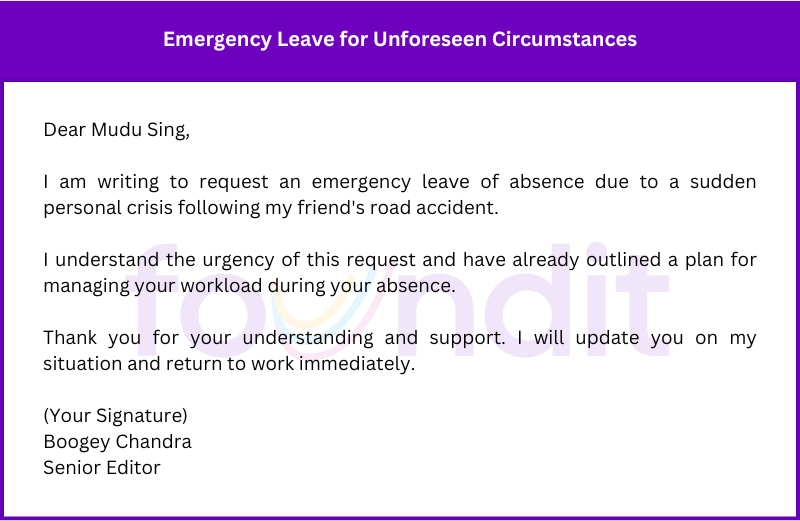 Emergency Leave Request For Unforeseen Circumstances