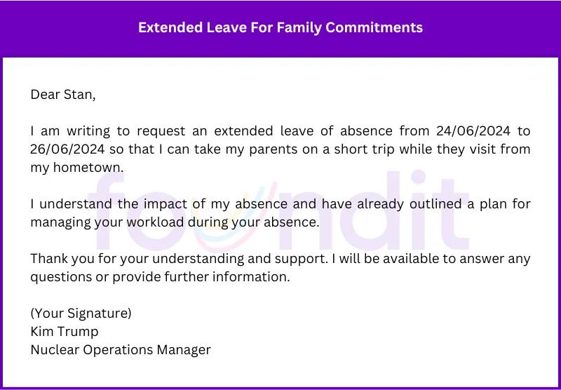 Extended Leave Request For Family Commitments