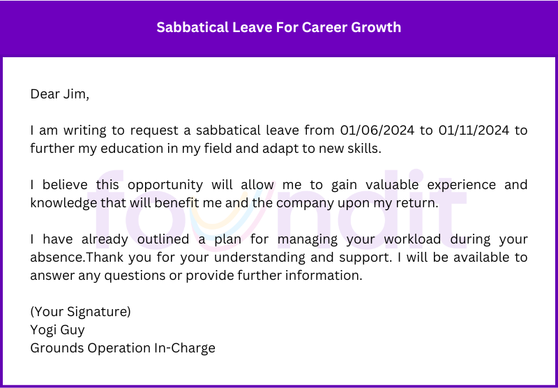 Sabbatical Leave Request For Career Growth